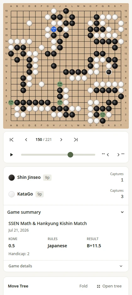 Review on your phone, with move controls directly below the board.