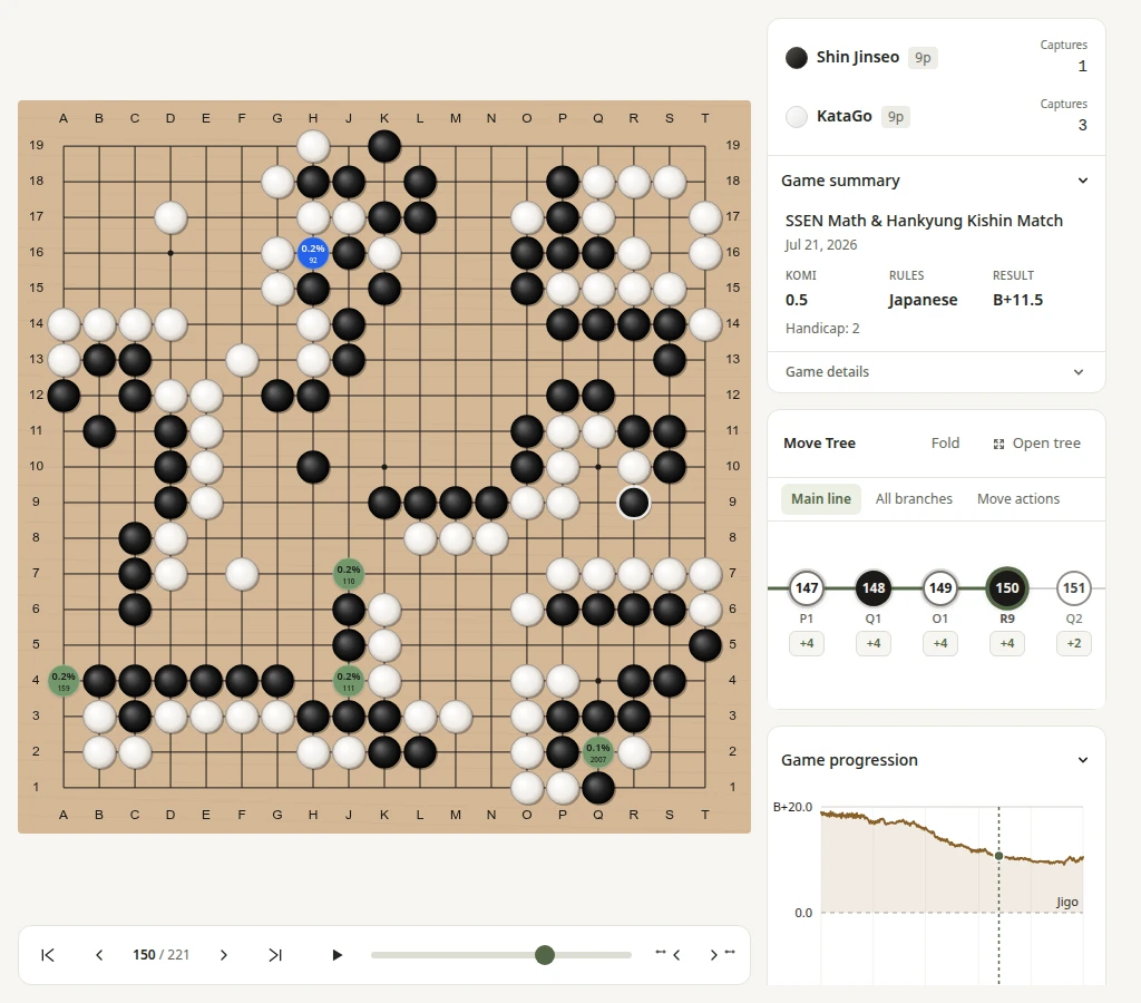 The tablet layout keeps the board and variation tree together.